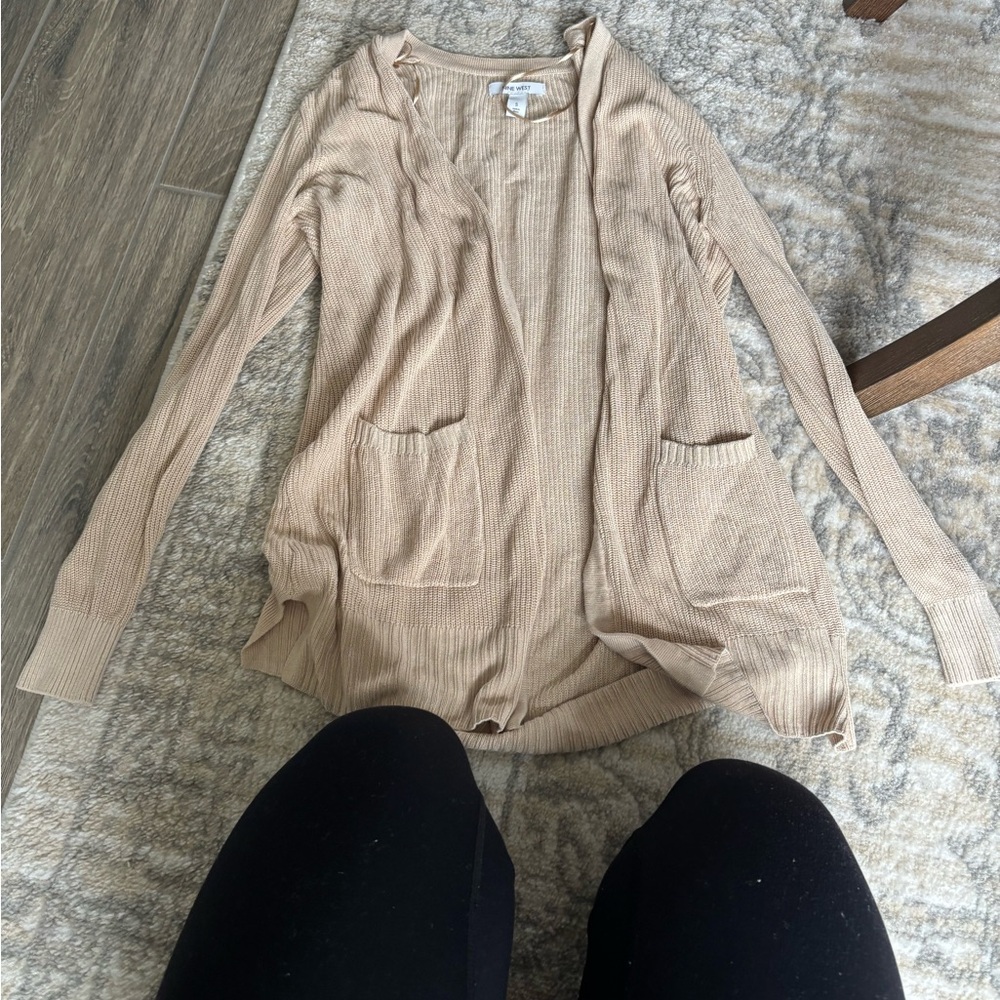 Women's Tan Open-Front Sweater